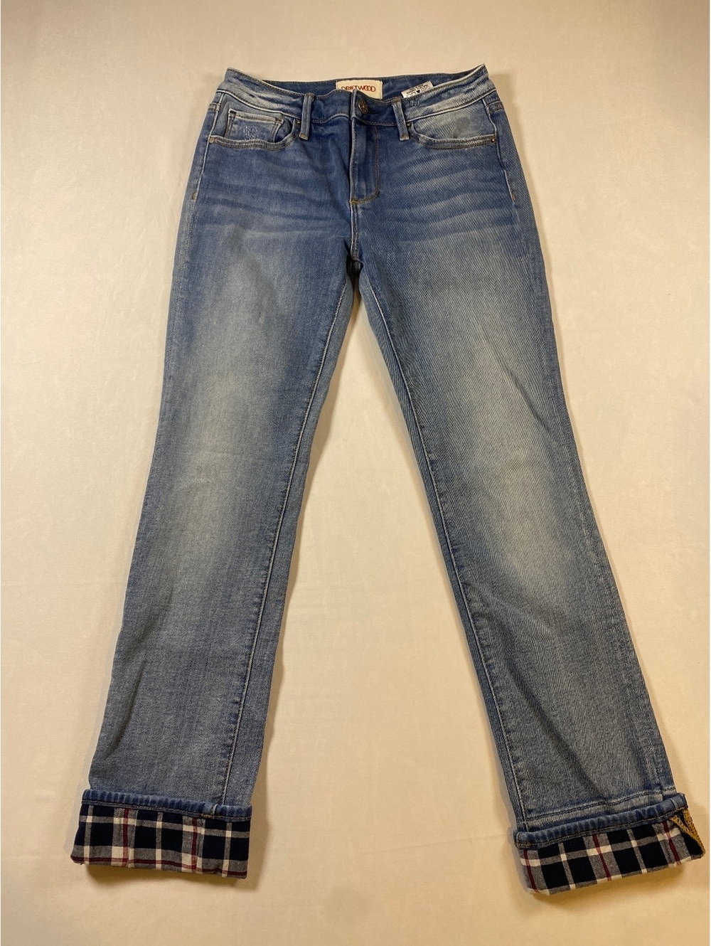 Driftwood Colette Plaid Cuff Women Jeans Size 26